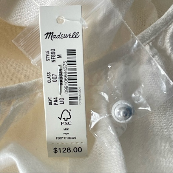 New! Madewell Cream Linen-Blend Flutter-Sleeve Tiered Mini Dress 35249 - Picture 13 of 15